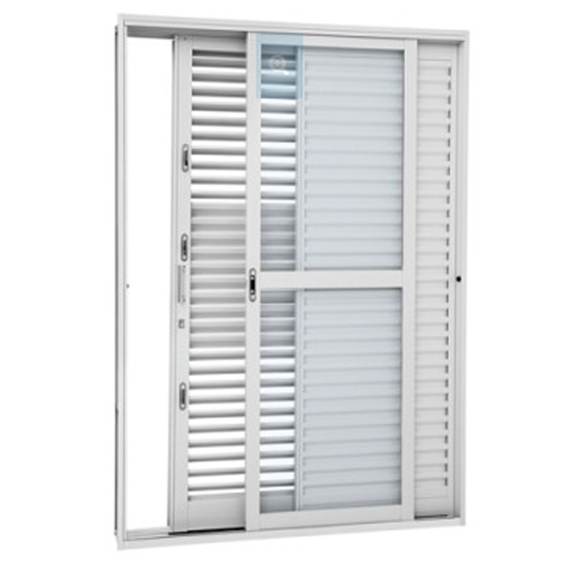 Porta Balcão de Correr 3 Folhas Aço Branco Multiflex 2,17x1,60m Lado Direito Linha Prátika Sasazaki