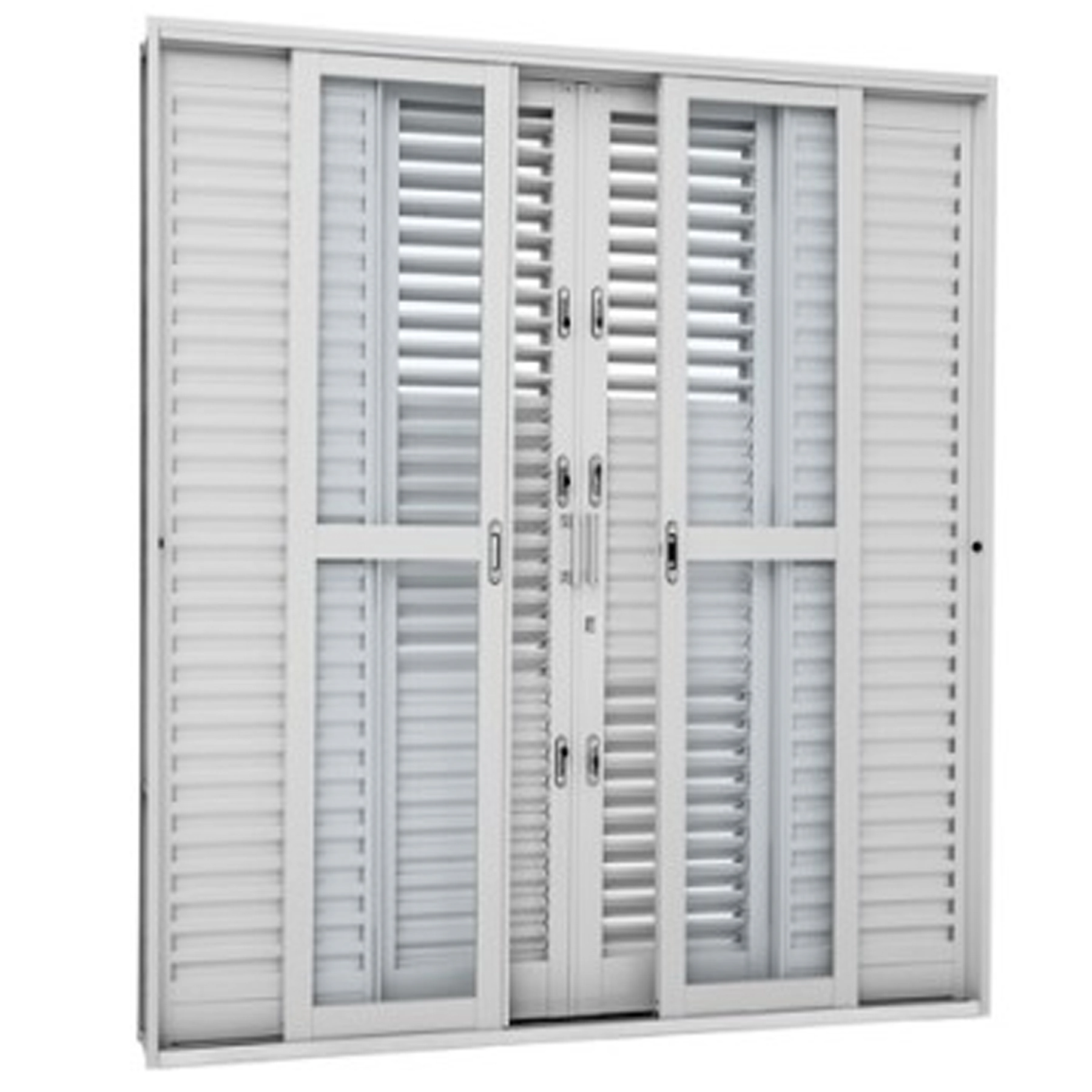 Porta Balcão de Correr 6 Folhas Aço Branco Multiflex 2,17x2,00m Linha Prátika Sasazaki
