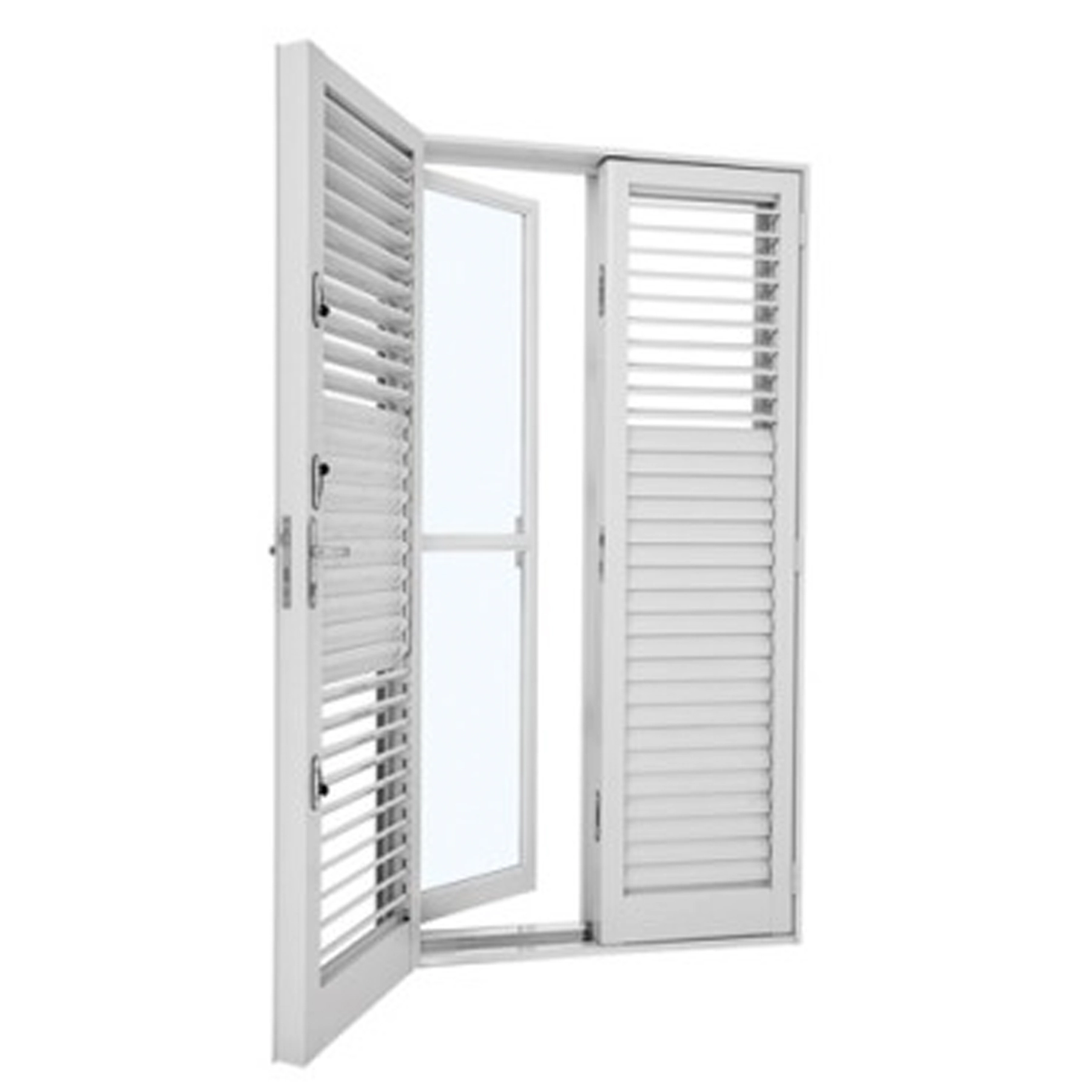 Porta Balcão de Giro 4 Folhas Aço Branco 2,17x1,20m Abertura Central Linha Prátika Sasazaki