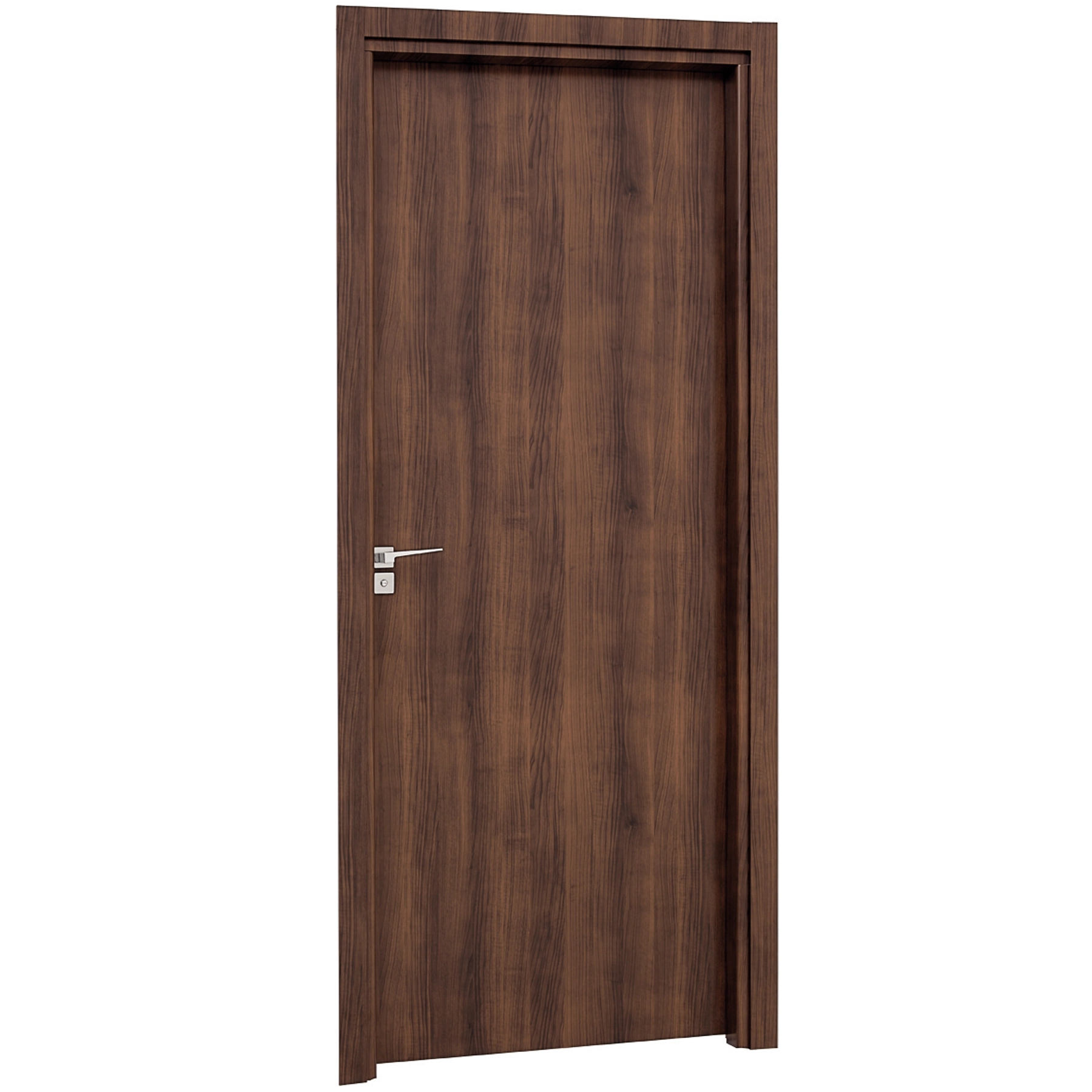 Kit Porta Alumínio de Giro Esquerdo Mogno 215x88cm com Batente Aluminium Sasazaki