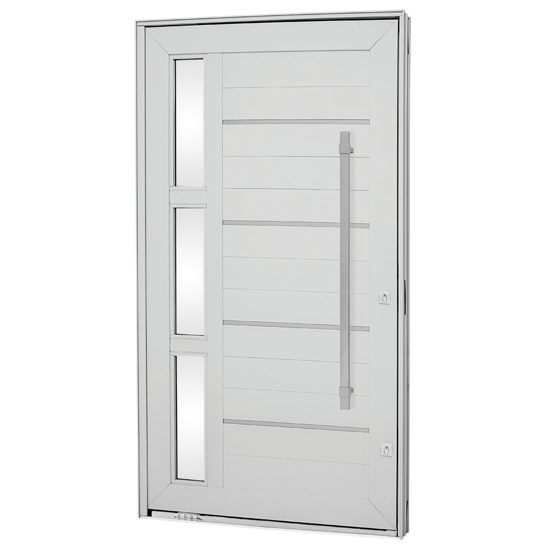 Porta Lambril Pivotante Alumínio Branco 2,23x1,26m Lado Esquerdo Linha Aluminium Sasazaki
