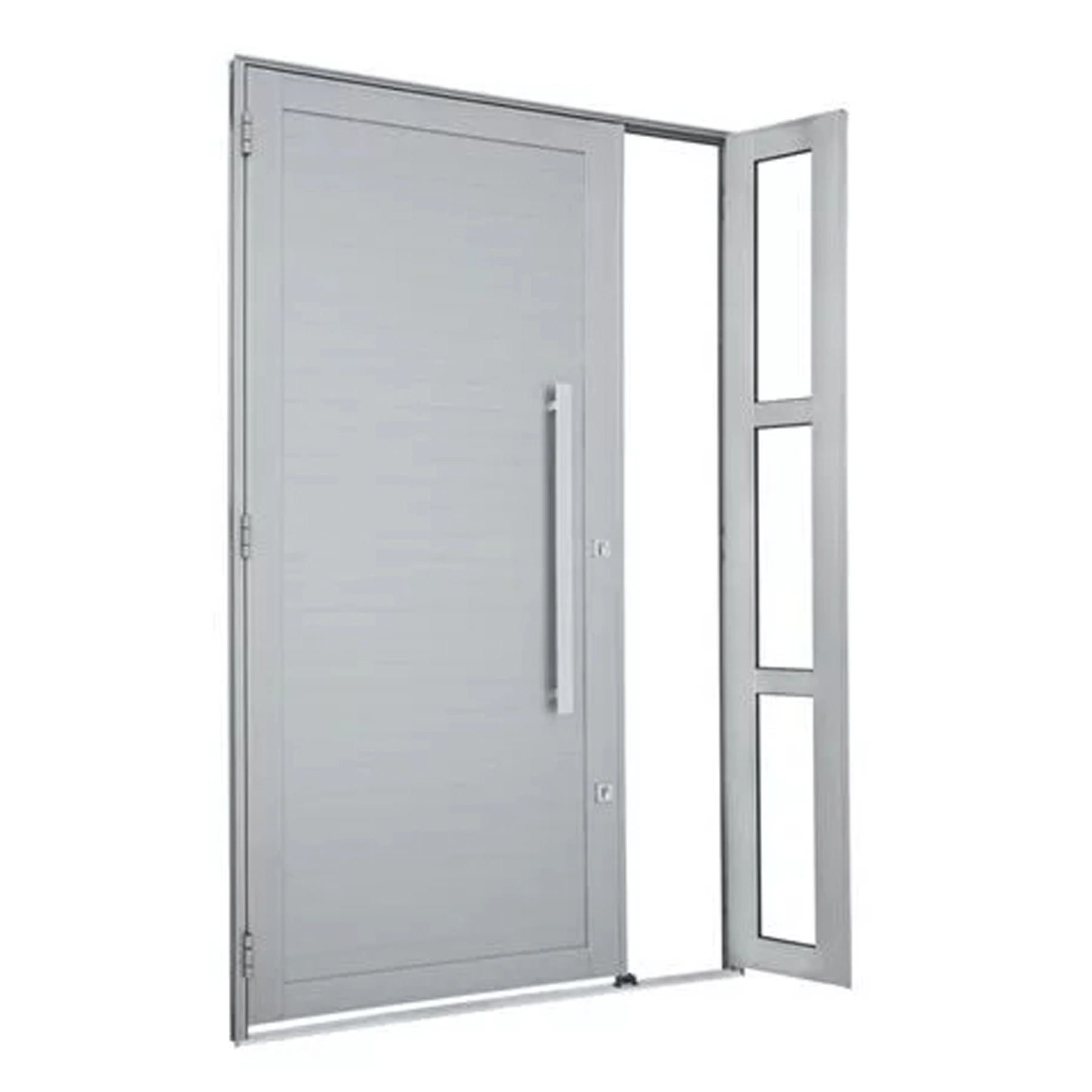 Porta Lambril de Giro Alumínio Branco com Visor 2,16x1,20m Lado Direito Linha Alumifort Sasazaki