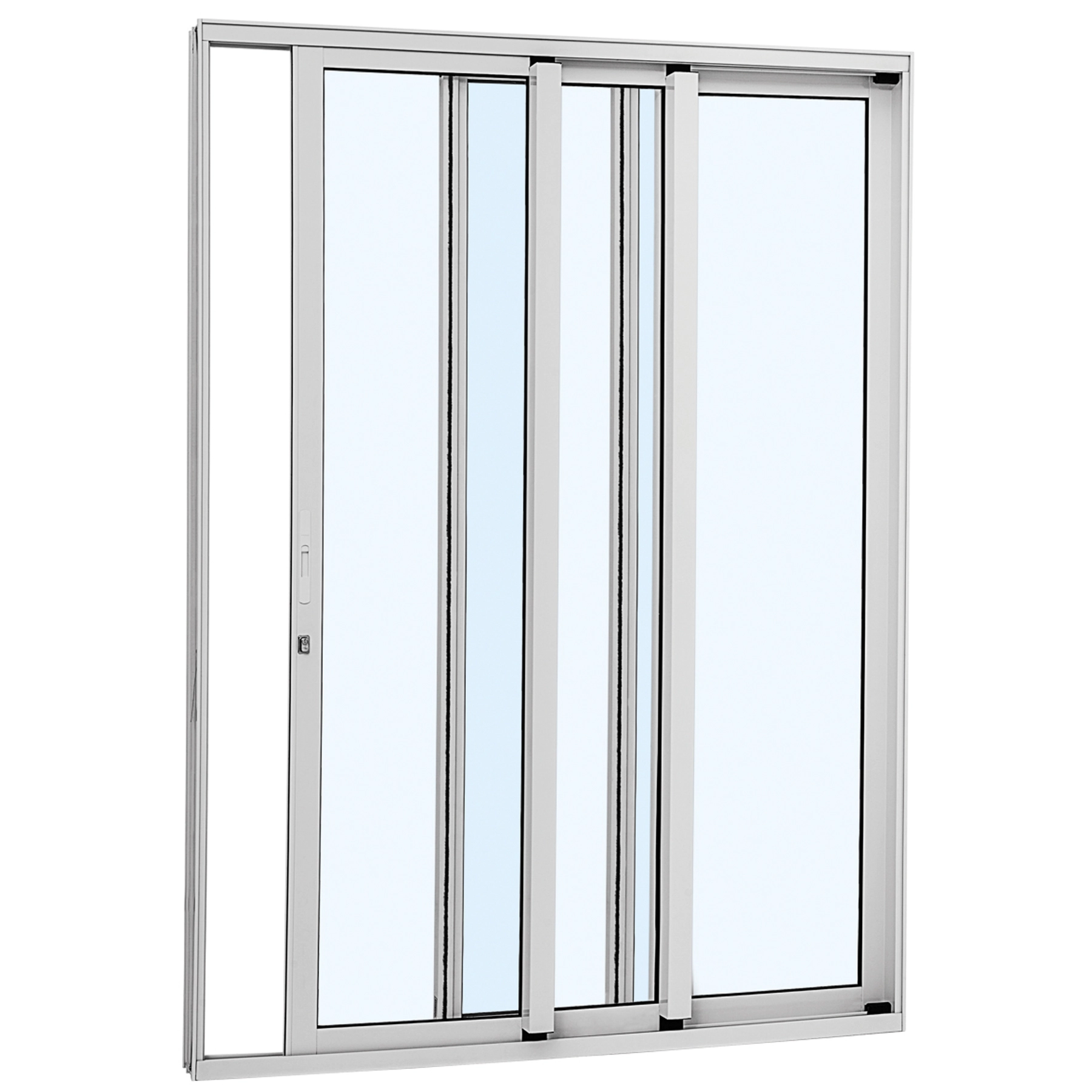 Porta de Correr 3 Folhas Alumínio Branco 2,16x2,00m Lado Esquerdo Linha Alumifort Sasazaki