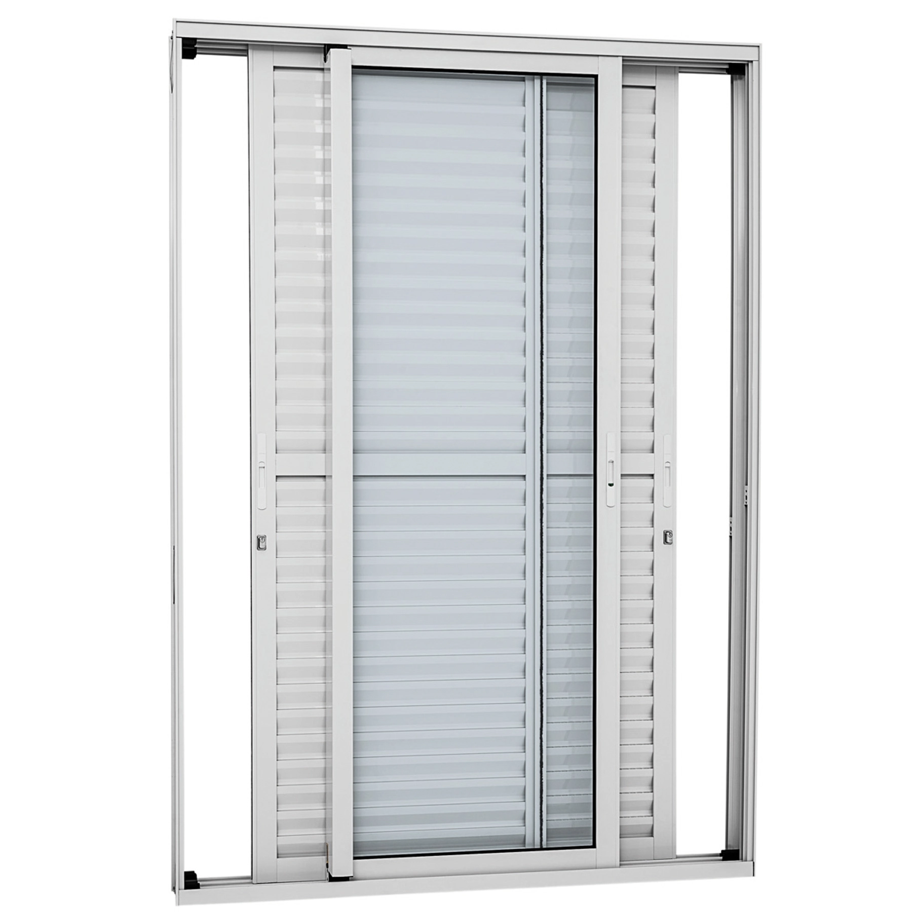 Porta Balcão de Correr 3 Folhas Alumínio Branco 2,16x1,20m Linha Alumifort Sasazaki