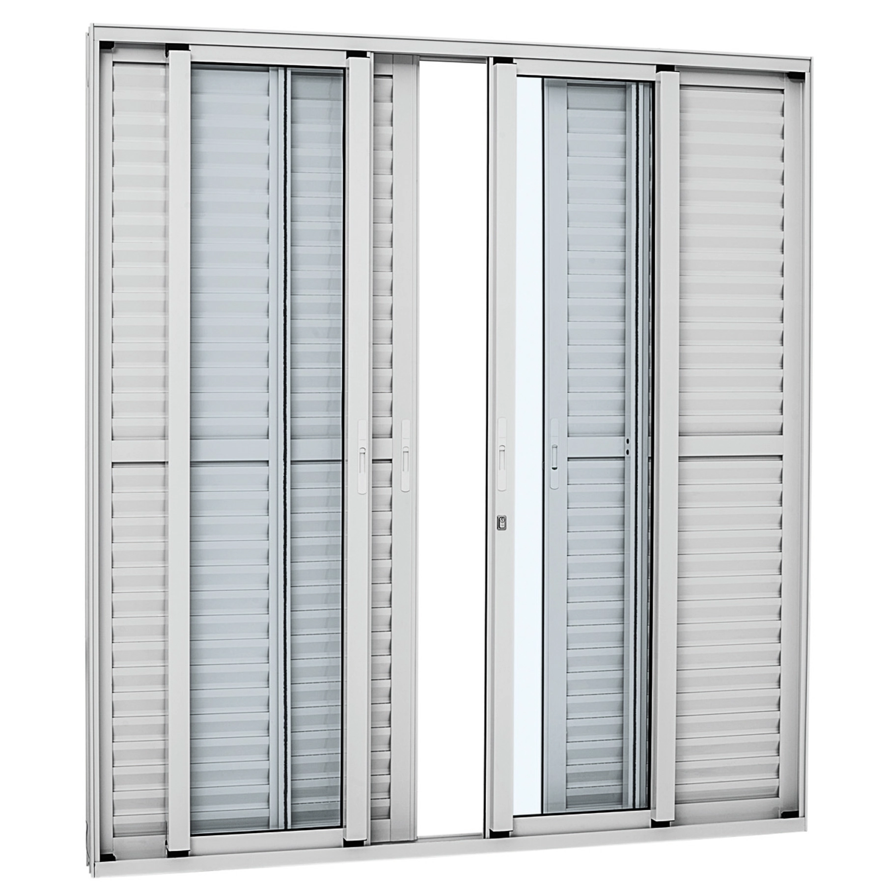 Porta Balcão de Correr 6 Folhas Alumínio Branco 2,16x2,50m Linha Alumifort Sasazaki