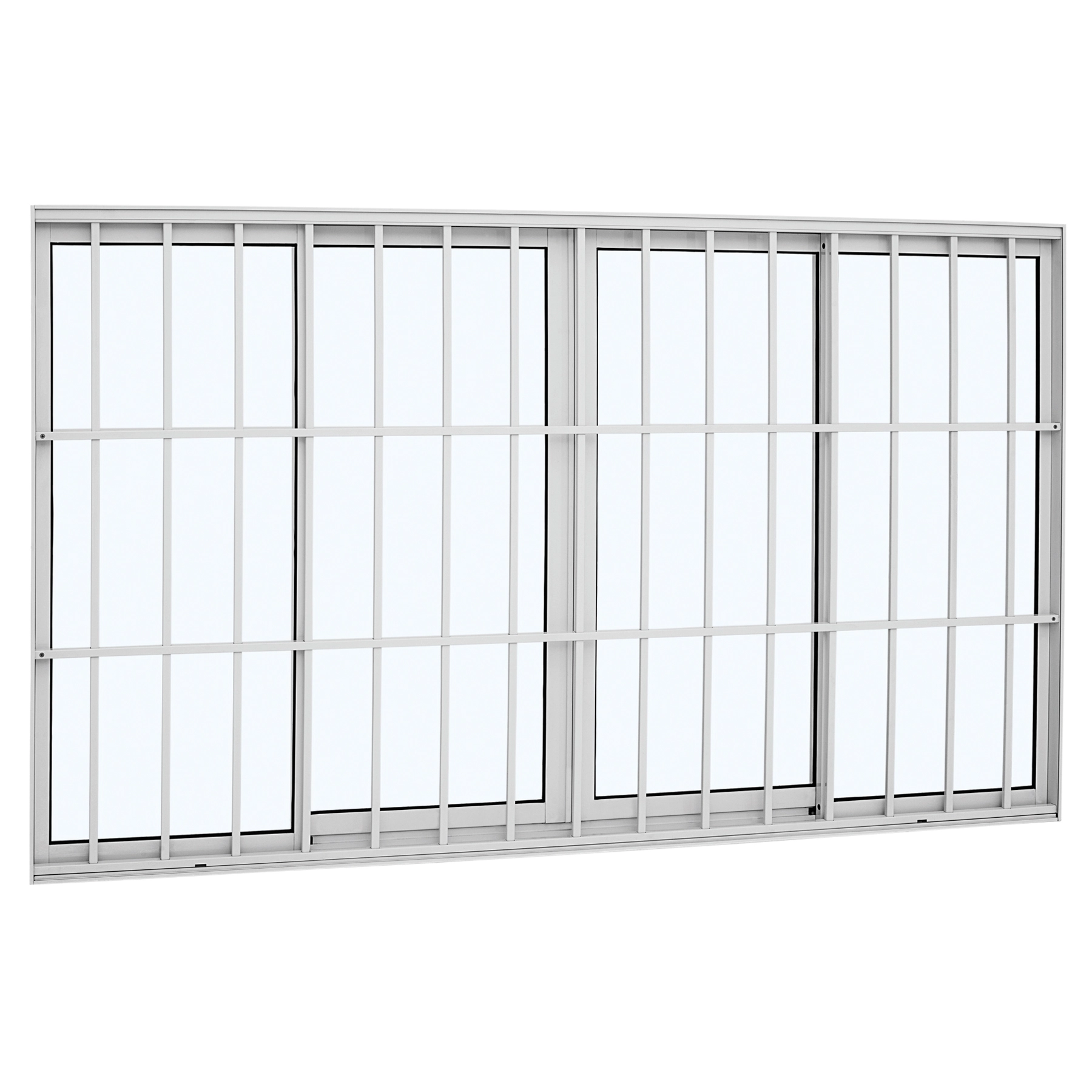 Janela de Alumínio de Correr 4 Folhas 100x150cm com Grade Alumifort Sasazaki Branca