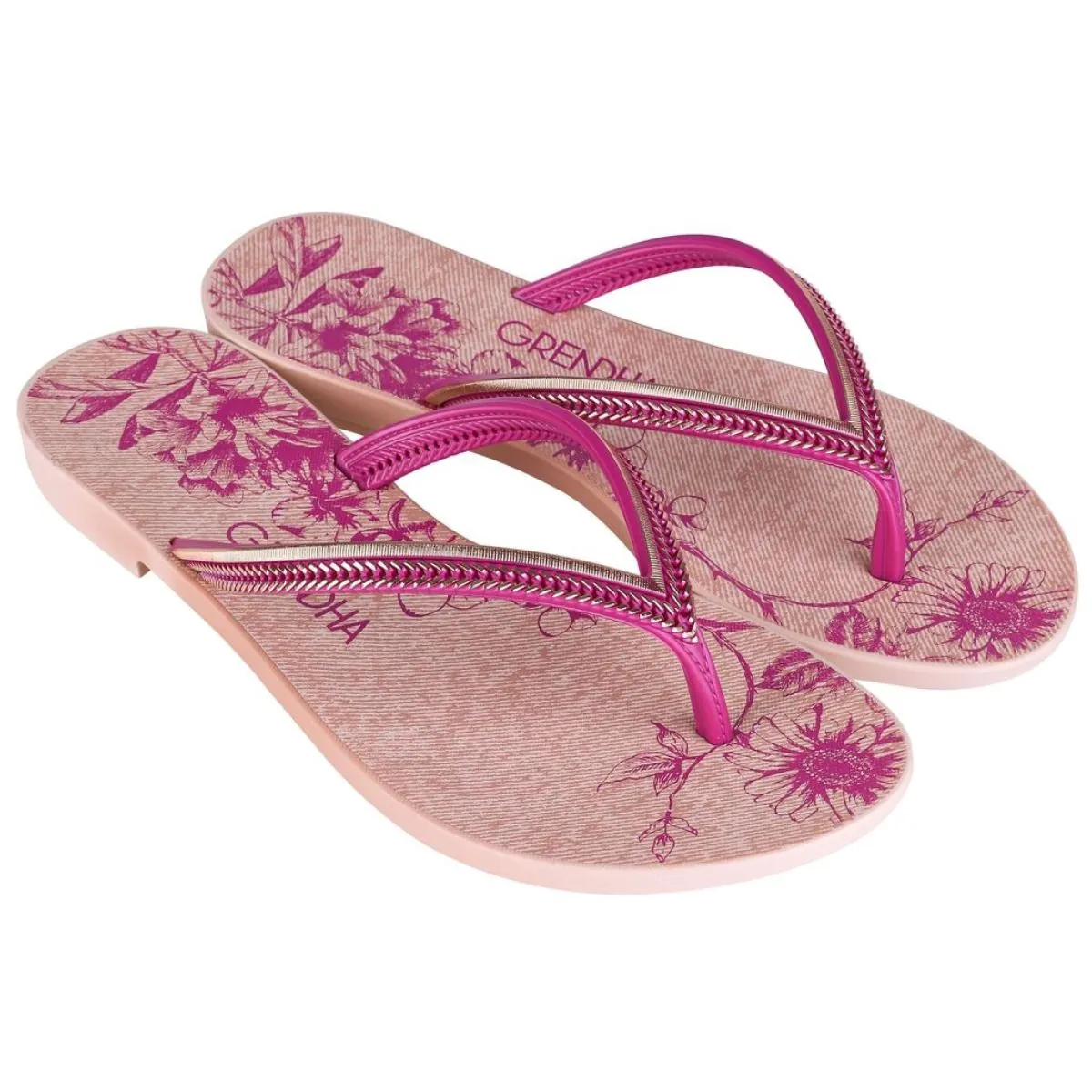Sandália Rasteira Grendha Açai Rosa Tamanho 33/34