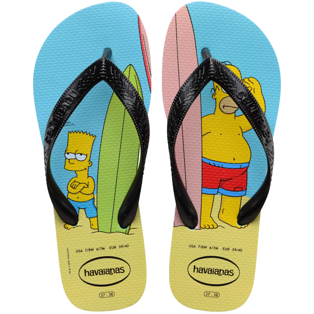 Chinelo Azul/preto Simpsons Havaianas Adult Licenses N° 37/38