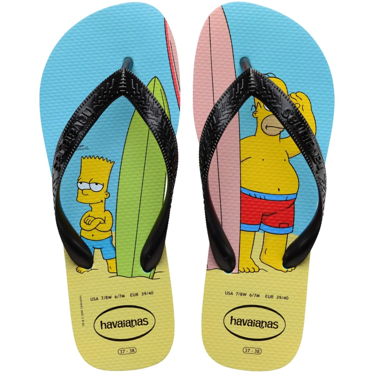 Chinelo Azul/preto Simpsons Havaianas Adult Licenses N° 41/42