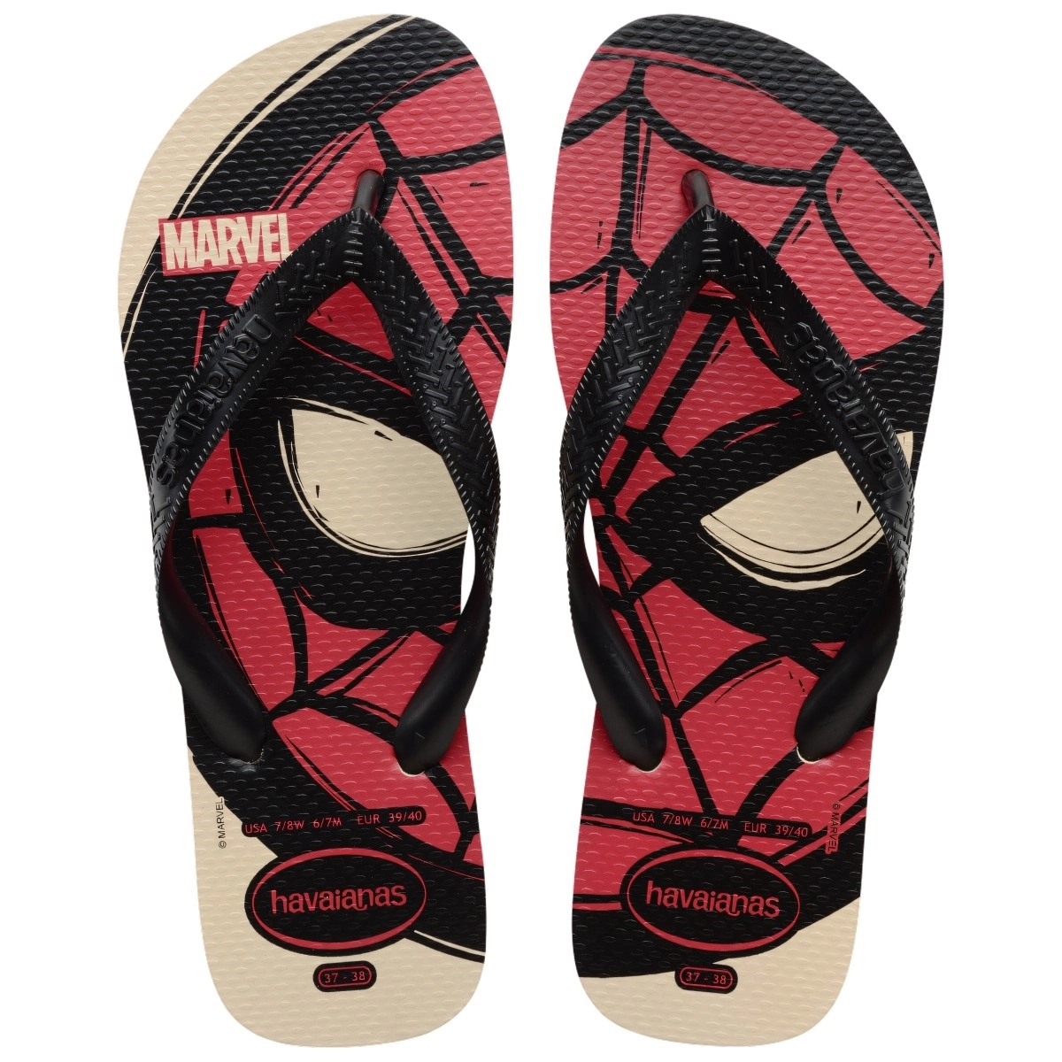 Chinelo Bege Palha Top Logomania Marvel Havaianas Adult Licenses N° 35/36