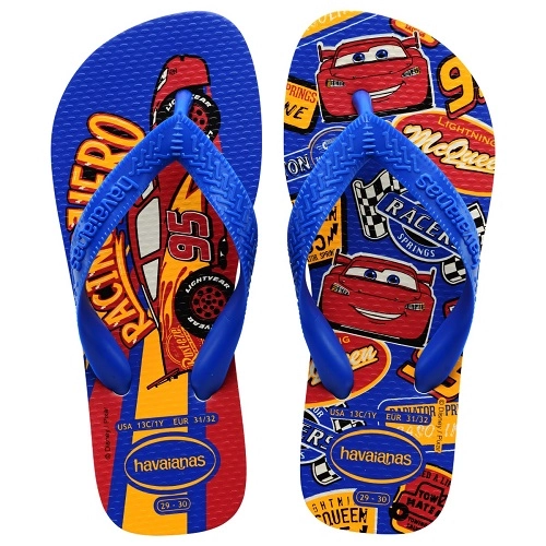 Chinelo Branco/azul Estrela Kids Cars Havaianas N° 31/32