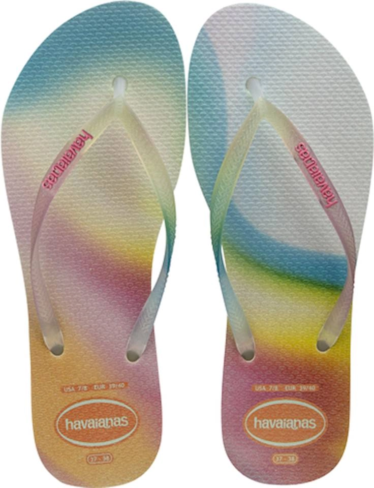 Chinelo Bege Palha Slim Metallic Rainbow Havaianas Womens N° 39/40