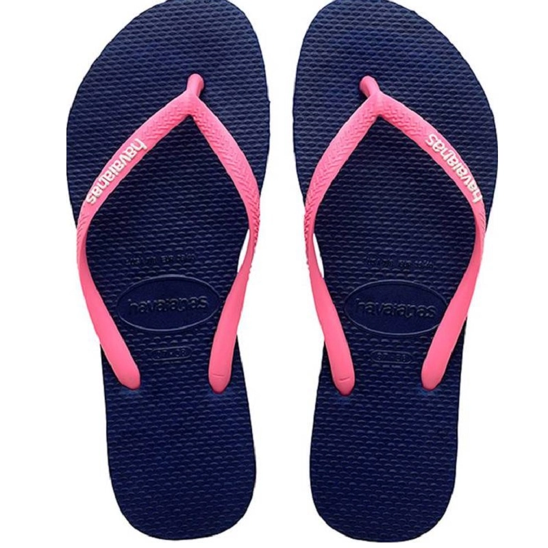 Chinelo Azul/pink Slim Logo Pop Up Havaianas Womens N° 33/34