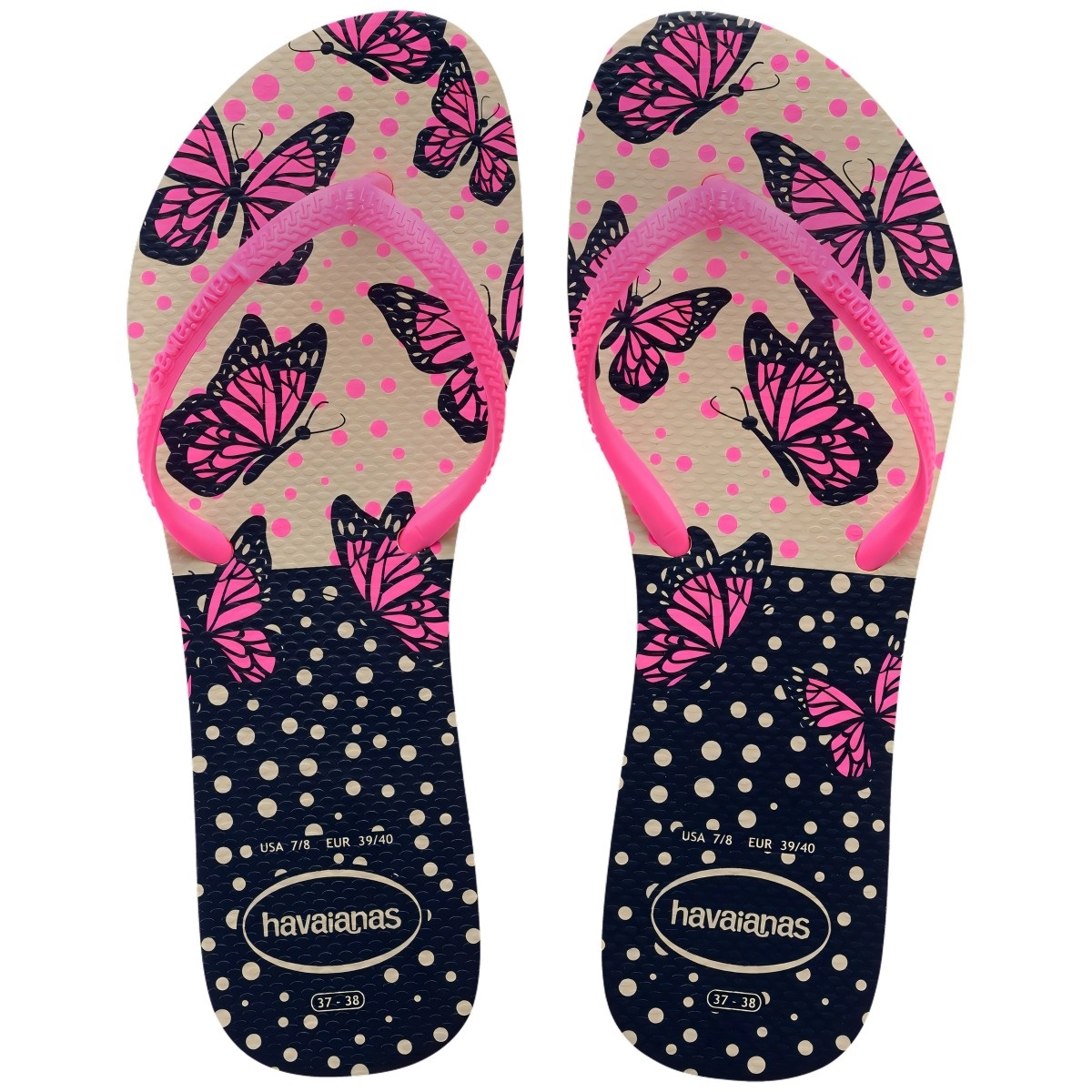Chinelo Bege Palha/rosa Flat Mix Havaianas Women N° 35/36