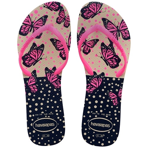Chinelo Bege Palha/rosa Flat Mix Havaianas Women N° 37/38