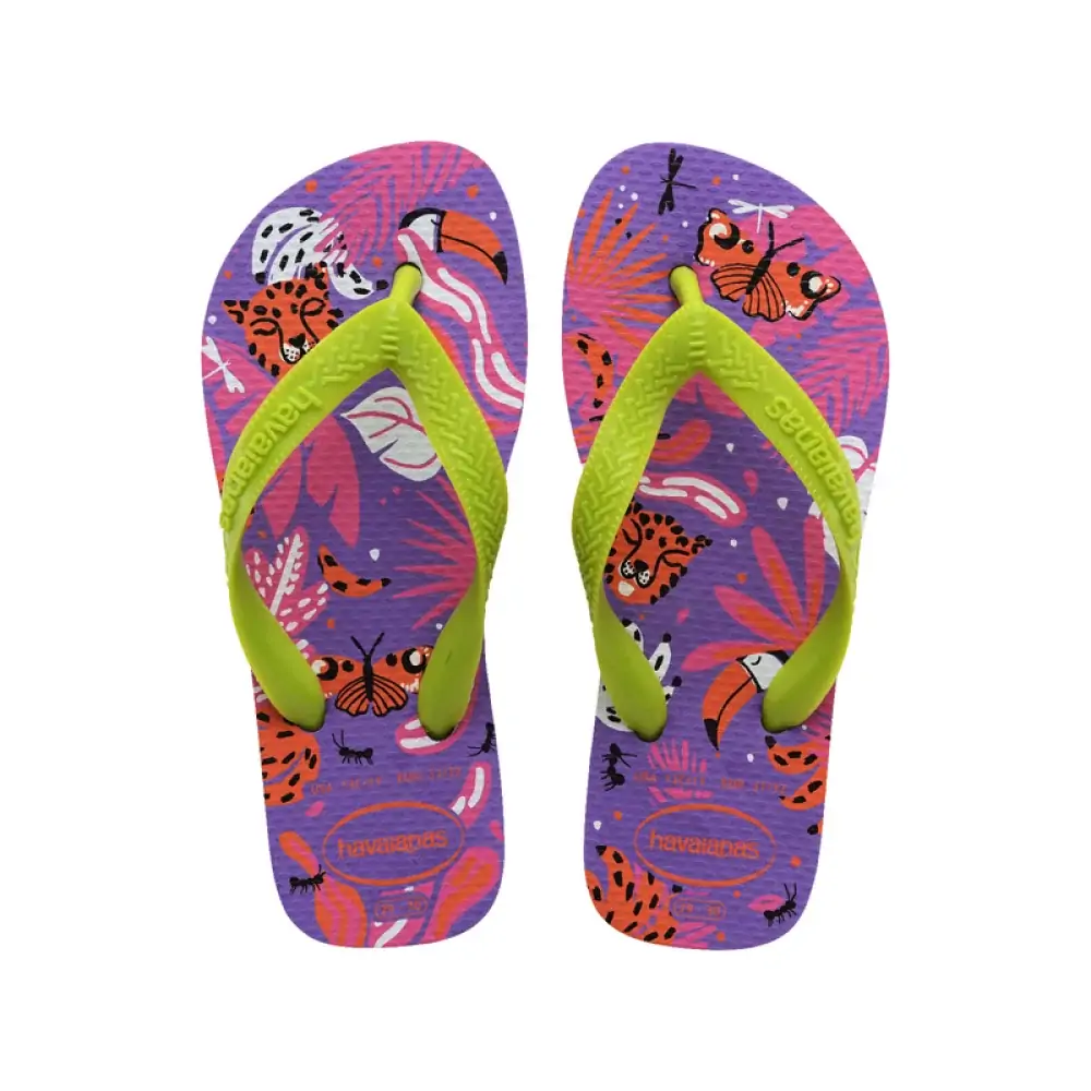 Chinelo Havaiana Kids Top Fashion Lilás /verde Limão N 25/26