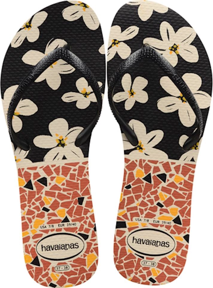 Chinelo Bege Palha/preto Flat Mix Havaianas N° 41/42