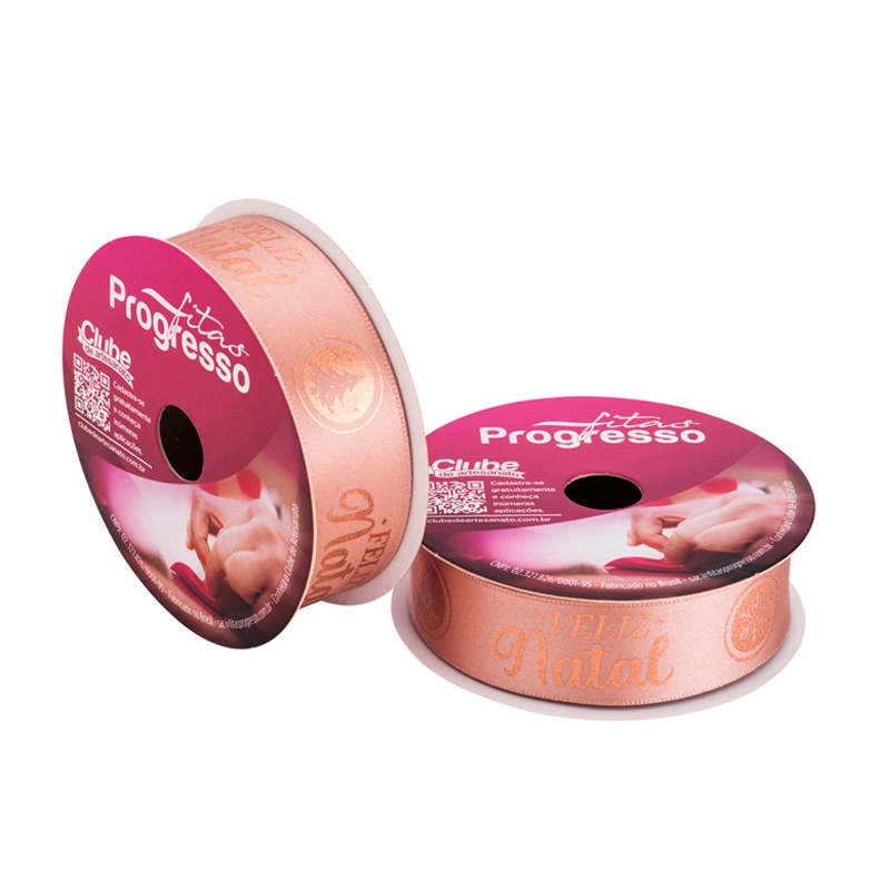 Fita Cetim 22mmx10m Frase Feliz Natal Rose Cor941 Ecf005h Progresso