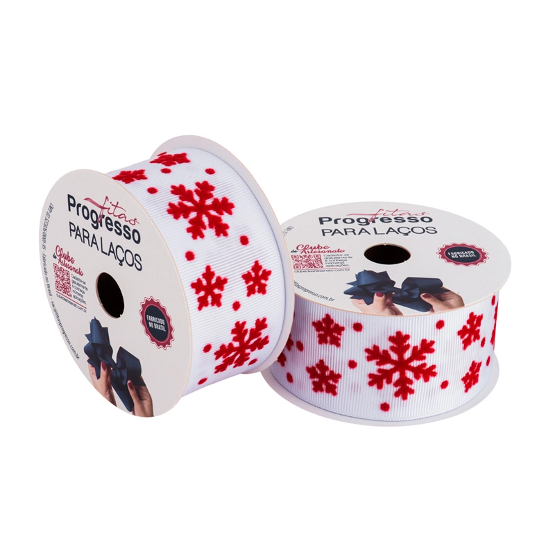 Fita Cetim 38mmx10m Estampa Veludo Flocos Neve Cor018 Egl009v Progresso