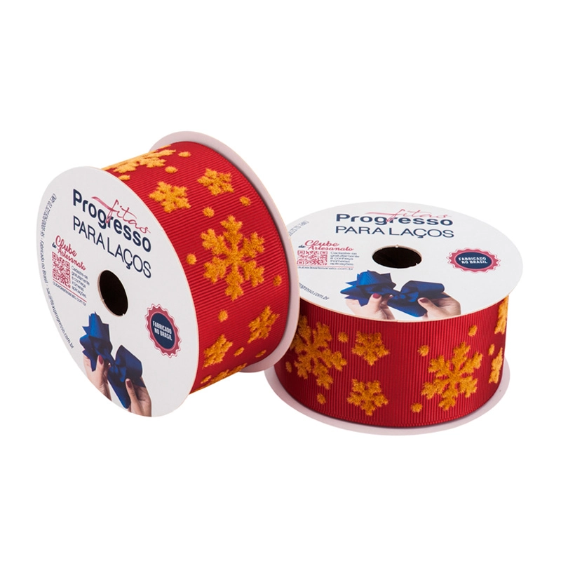 Fita Cetim 38mmx10m Estampa Veludo Flocos Neve Cor019 Egl009v Progresso