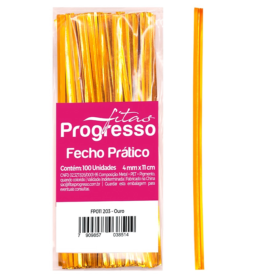 Fecho Pratico Fp011 Ouro 203 C/100un Fitas Progresso