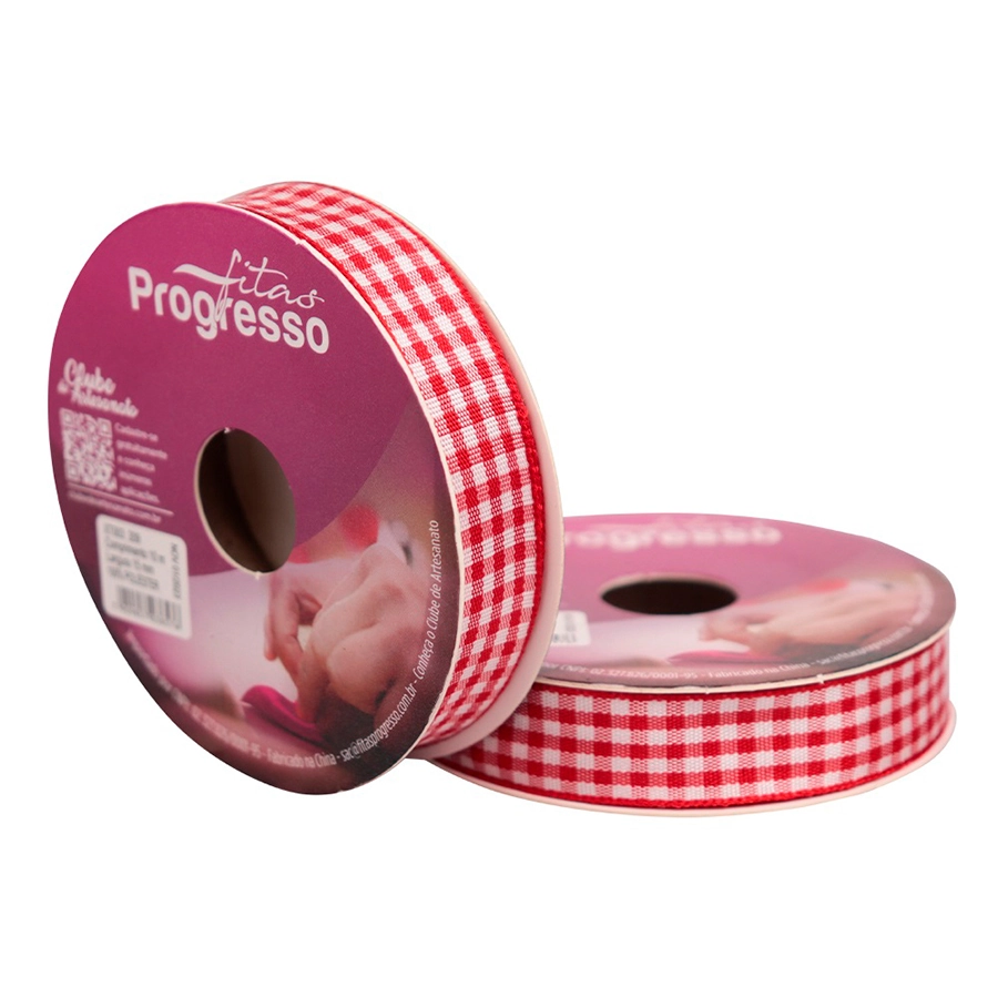 Fita Tecido Xadrez 15mmx10m Xt003 209 Verm Progresso