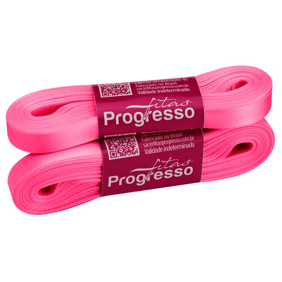 Fita Cetim Simples 10mmx10m Rosa Hibisco Progresso