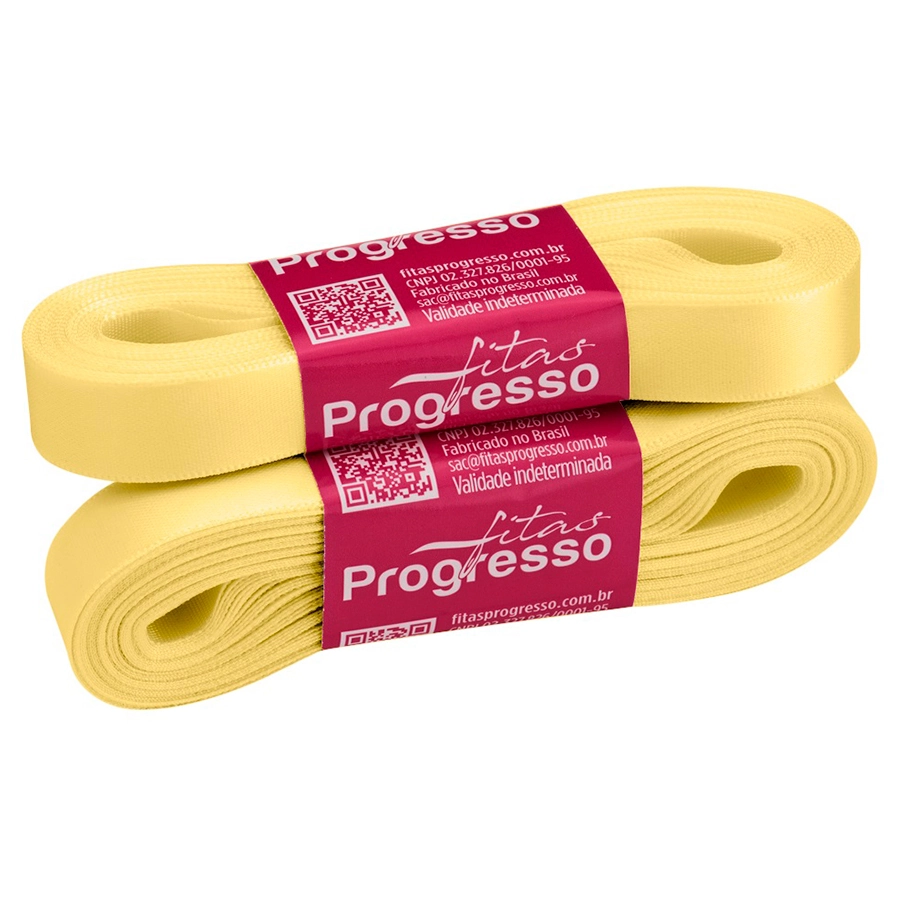 Fita Cetim Simples 15mmx10m Amarelo Claro Progresso