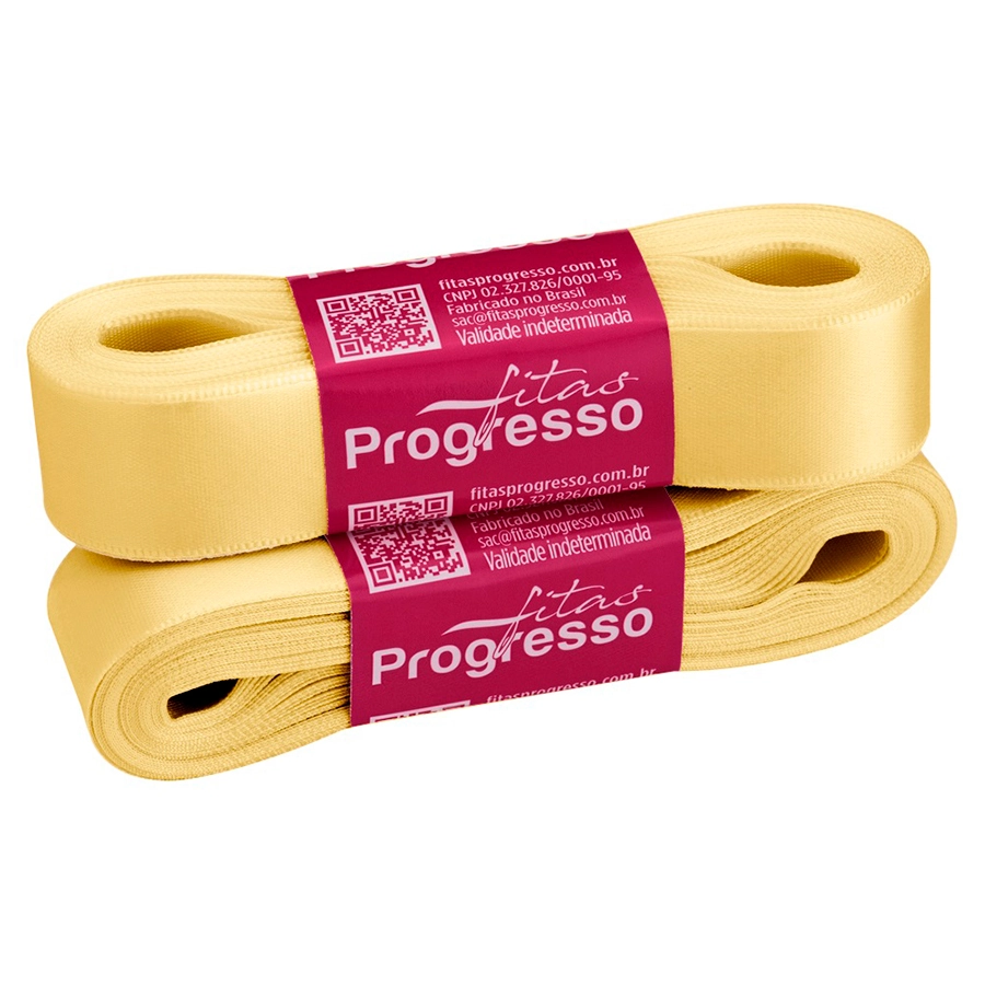 Fita Cetim Simples 22mmx10m Amarelo Claro Progresso