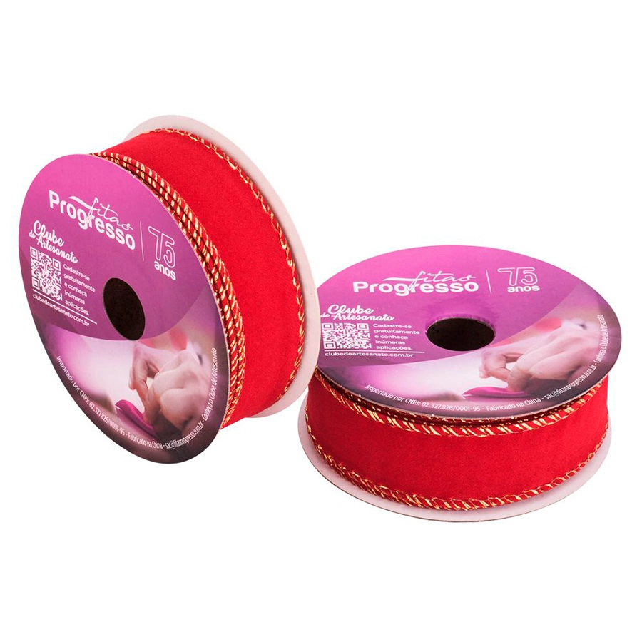 Fita Aramada Veludo Verm C.ourela Dour 25mmx10m Fc003 025 Cor209 Progresso