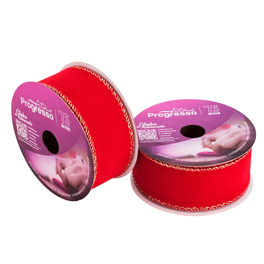 Fita Aramada Veludo Verm C.ourela Dour 38mmx10m Fc003 038 Cor209 Progresso