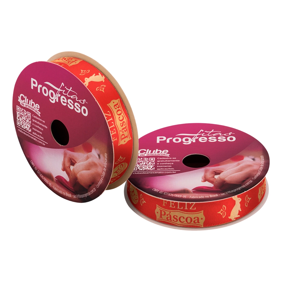 Fita Cetim Ecf003h 499 Feliz Pascoa Vermelha 15mmx10m Fitas Progresso
