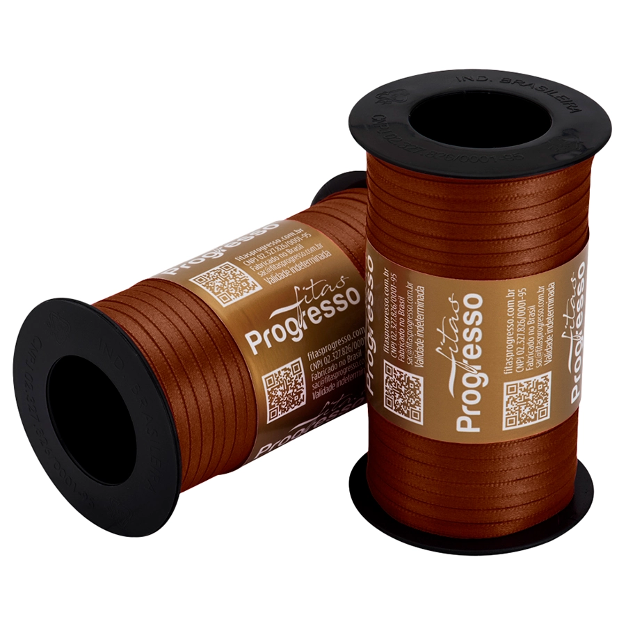 Fita Cetim Duplo T900/000 4mm Cor 1370 Cacau 100m Progresso