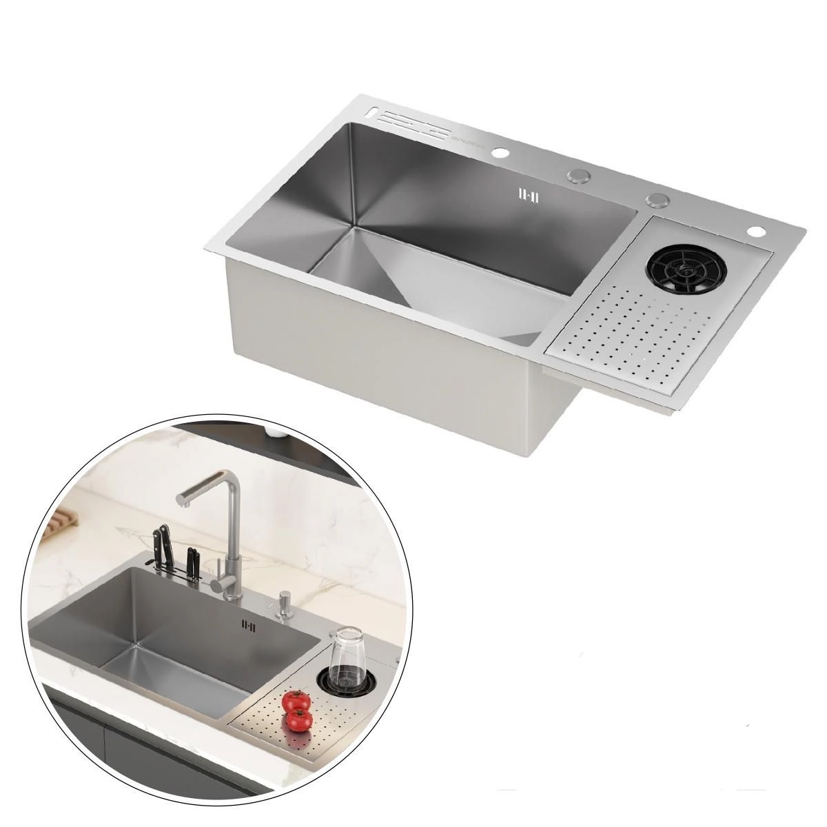 Cuba Para Cozinha Gourmet Zurique Aço Inox 304 Lava Copos Goldenx