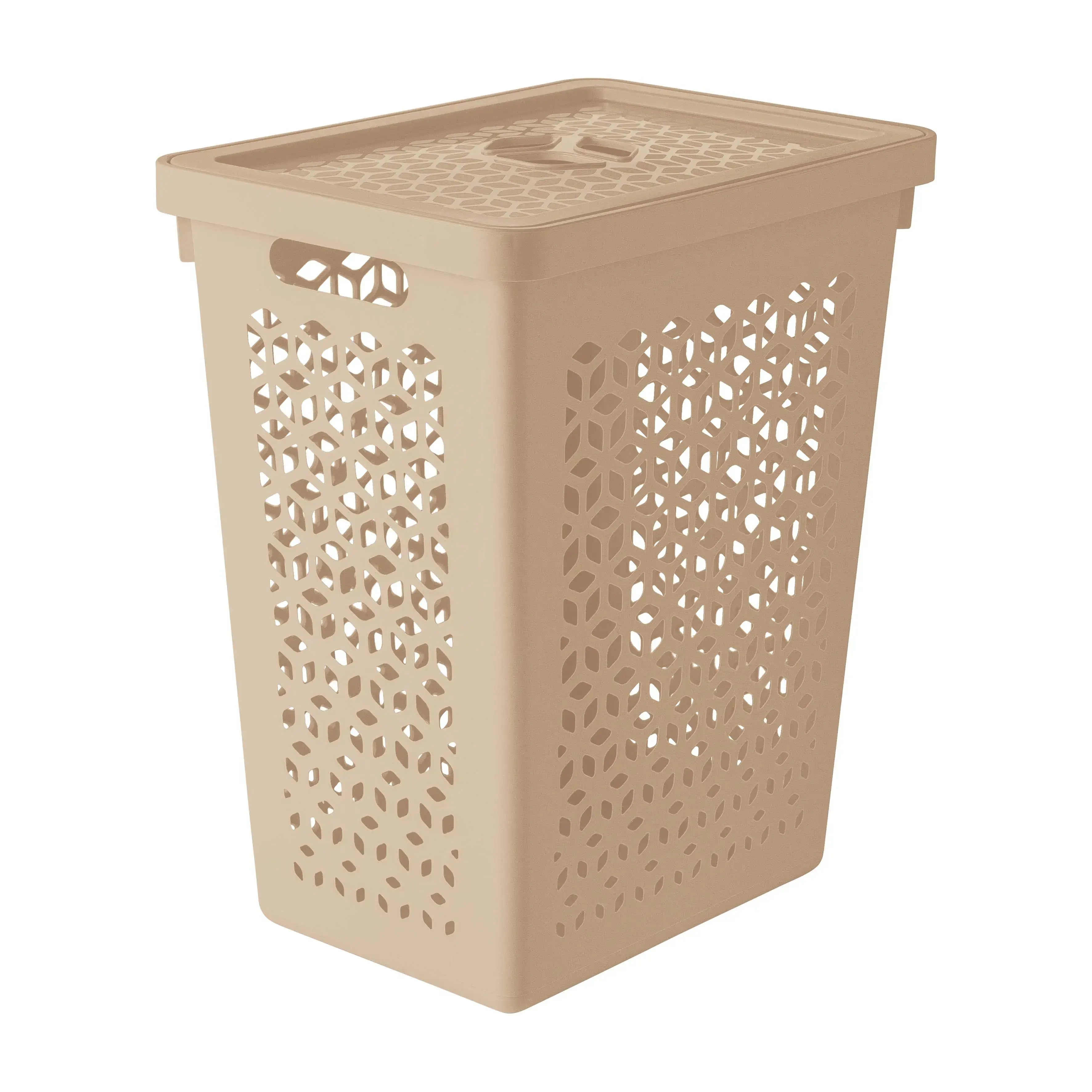 Cesto Multiuso 55l C Tampa Capuccino Solido Plastico Uz372 Cap Uz Plastic