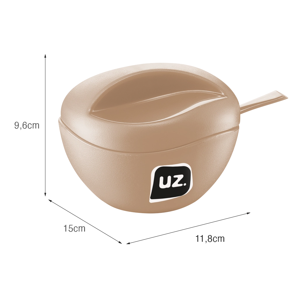 Açucareiro Plástico Com Tampa E Colher Cor Capuccino Uz.