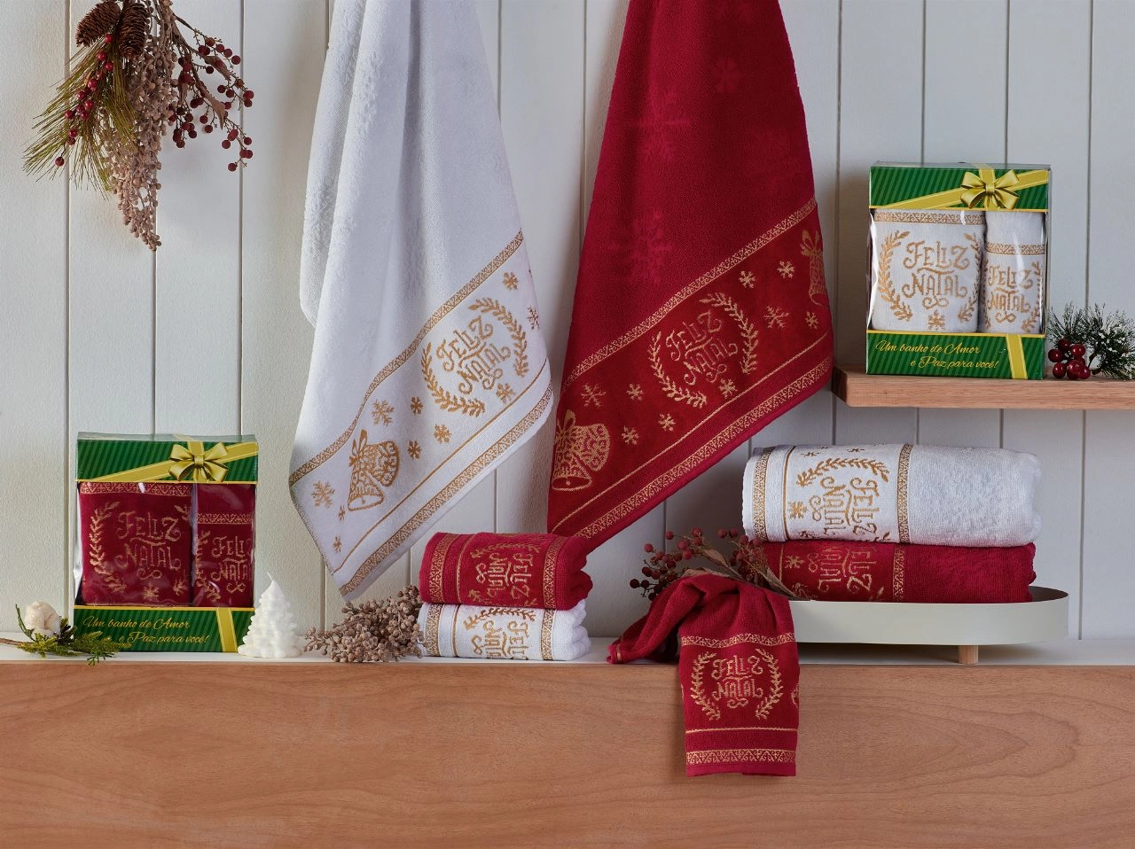 Bx Natalina Lavabo Bordado 32 X 45 Cm Papai Noel Laca