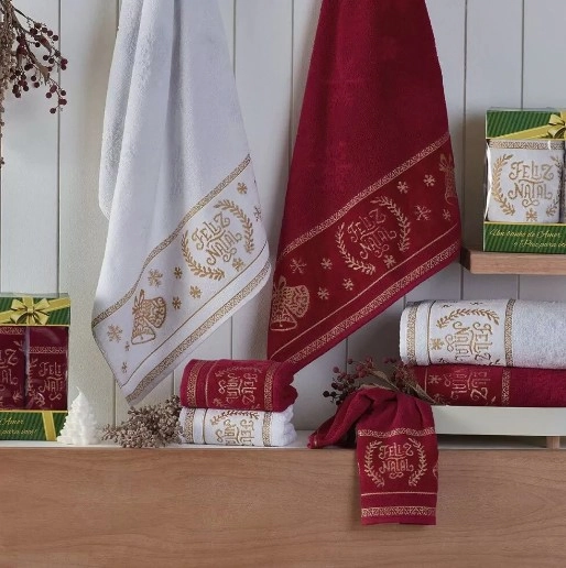 Toalha Rosto Natalina Sinos Branco 45x68cm 592.110.001 Appel