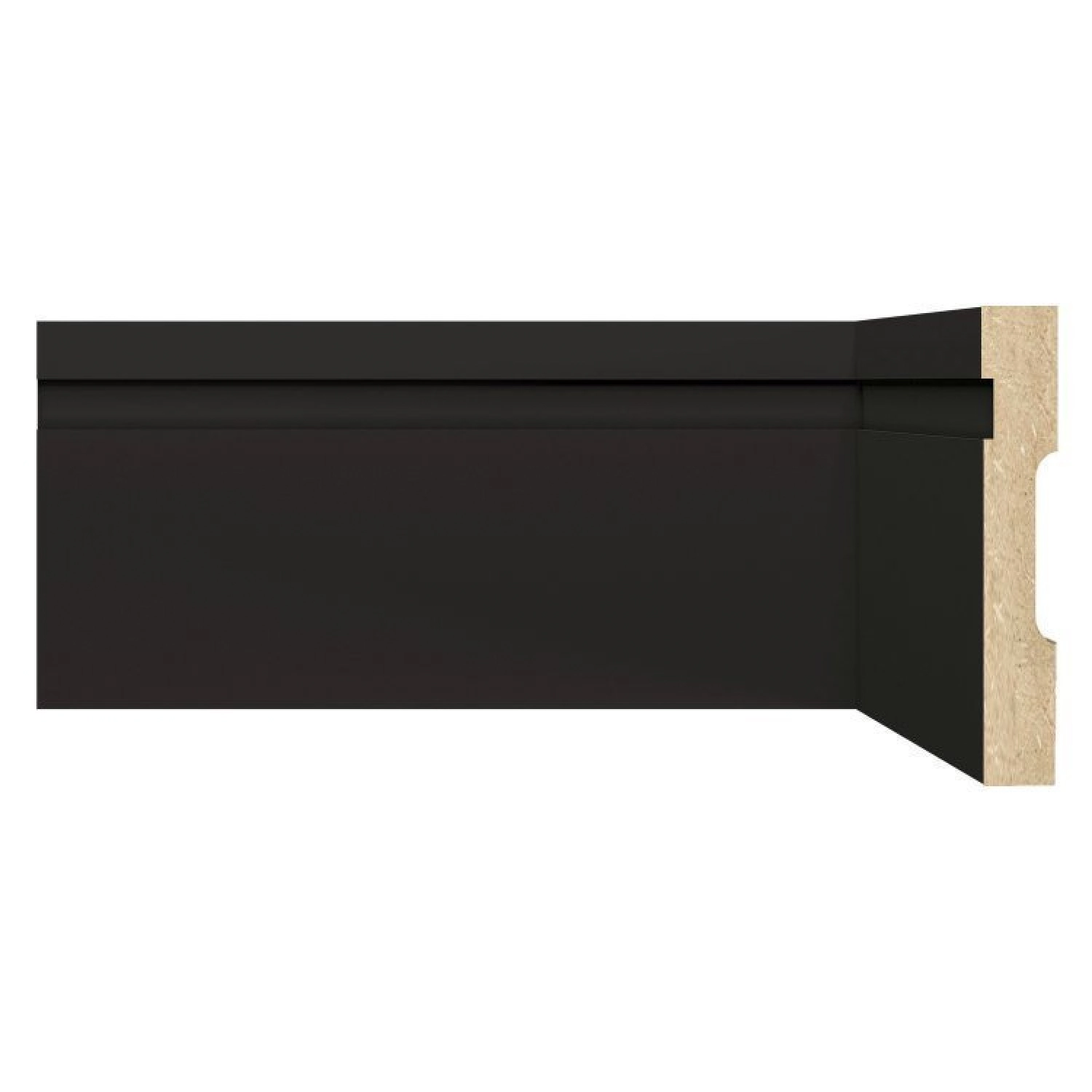 Kit Rodapé De Mdf 10cmx15mmx2,40m 30 Barras Com Friso 1002   Preto Frisado