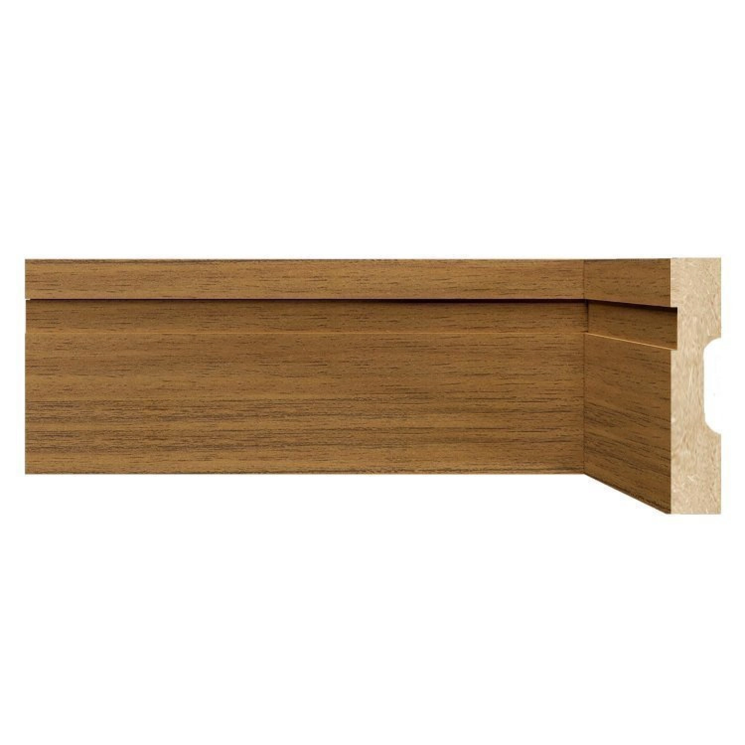 Kit Rodapé De Mdf 10cmx15mmx2,40m 10 Barras Com Friso 1002 Cedro Frisado