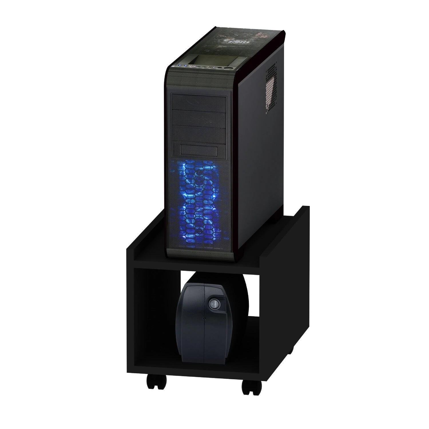 Suporte Para Cpu E Estabilizador Com Rodinhas Preto