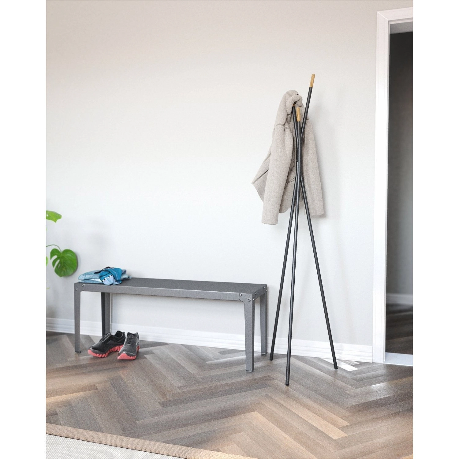 Cabideiro Proa Em Aço Resistente 170cm Preto Fosco