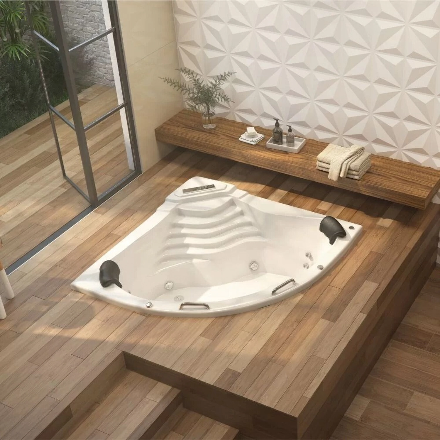 Banheira De Hidromassagem Acapulco Gran Luxo 150x211x51cm - P2 - 220v - Com Aquecedor Branco