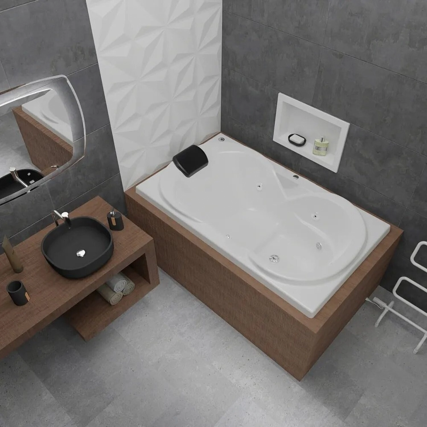 Banheira De Hidromassagem Due Super Luxo 180x90x50cm - P1 - 110v - Sem Aquecedor Branco