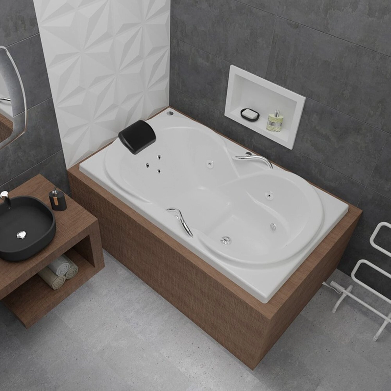 Banheira De Hidromassagem Due Gran Luxo 150x90x50cm - P1 - 110v - Com Aquecedor Branco