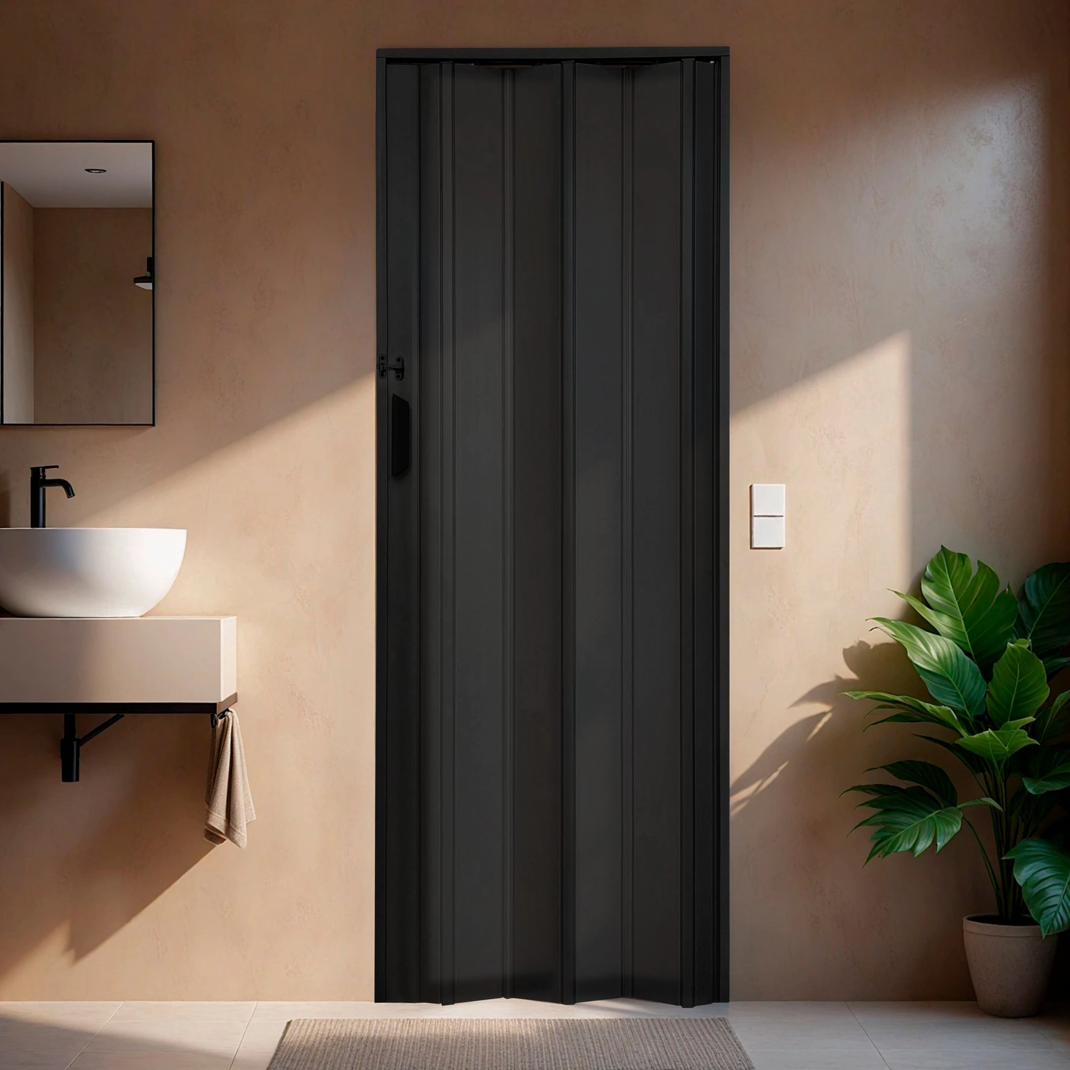 Kit Com 2 Portas Sanfonadas Pvc 210x0,72cm Preto