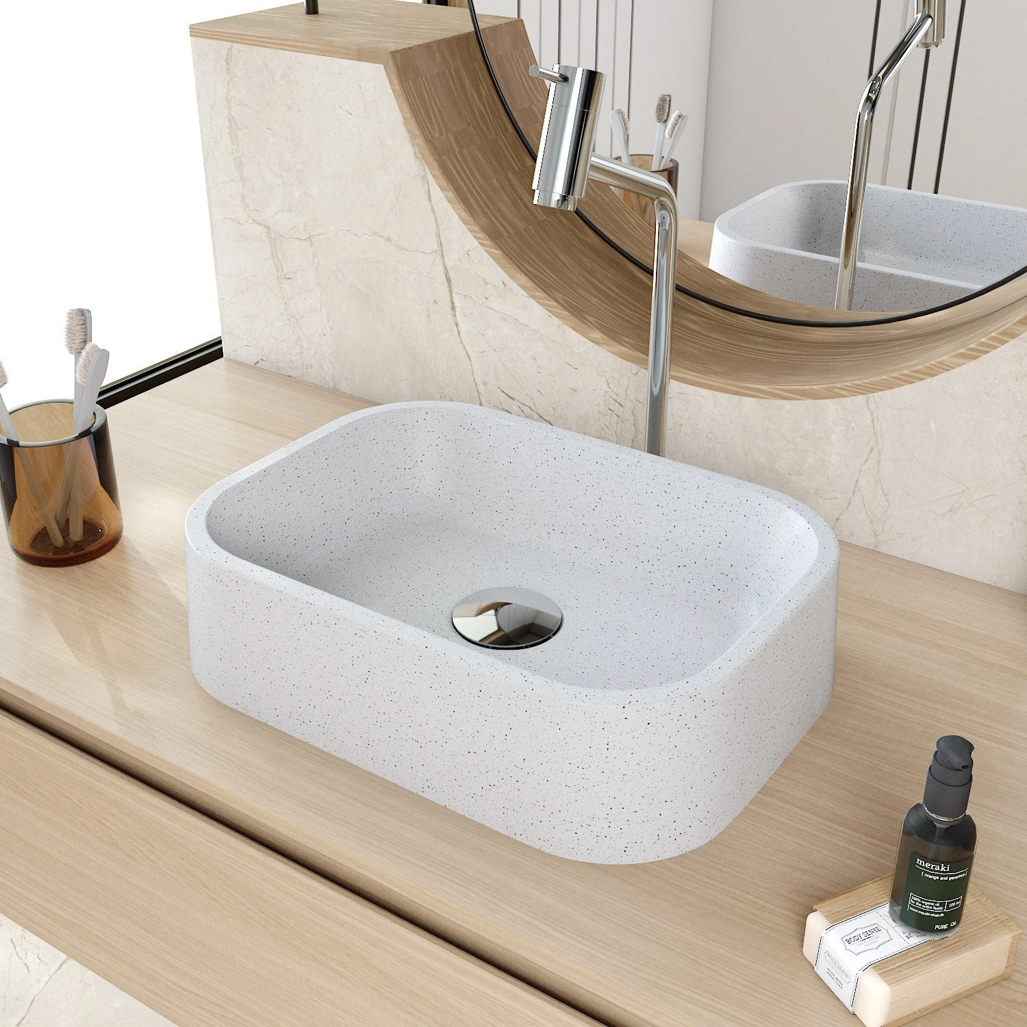 Cuba De Apoio Retangular Br37 37,8x28cm Lapimat Branco Granit Matte
