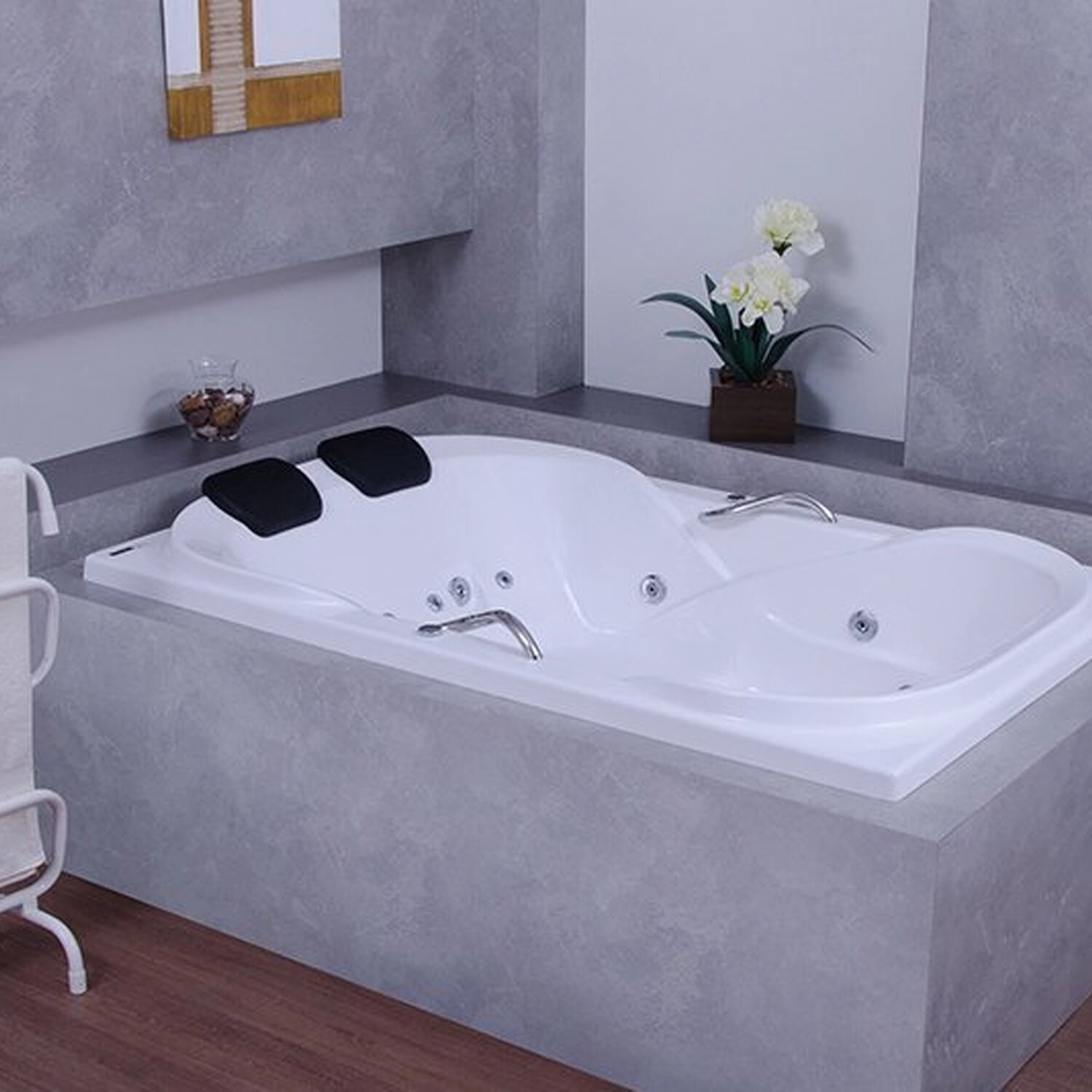 Banheira De Hidromassagem Due Maggiore Gran Luxo 180cmx120cmx44cm - 08 Jatos - Gel Coat  - P5 Astra Branco