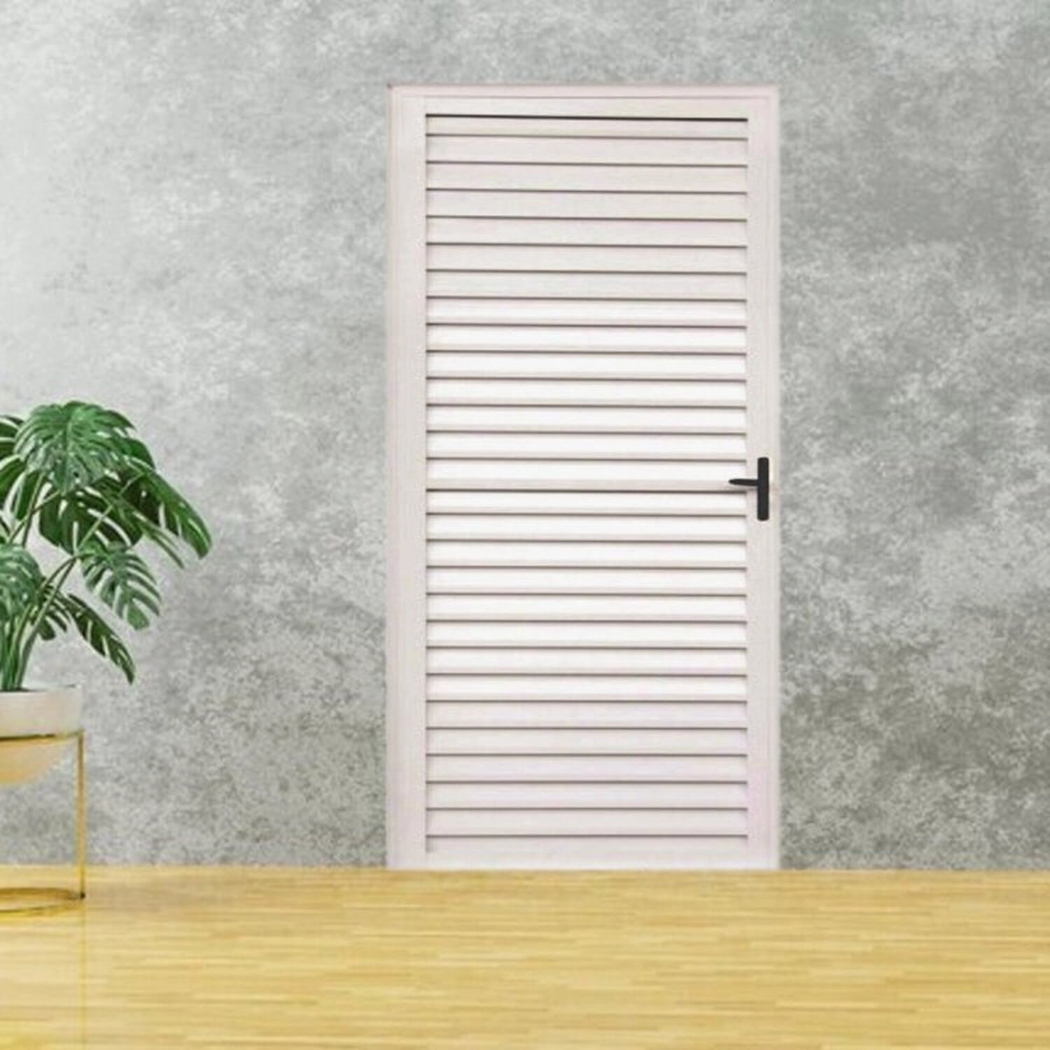 Kit Com 2 Portas Palheta De Alumínio 210 X 90cm Linha 25 Lado Esquerdo Esquadrias Bergamo Branco