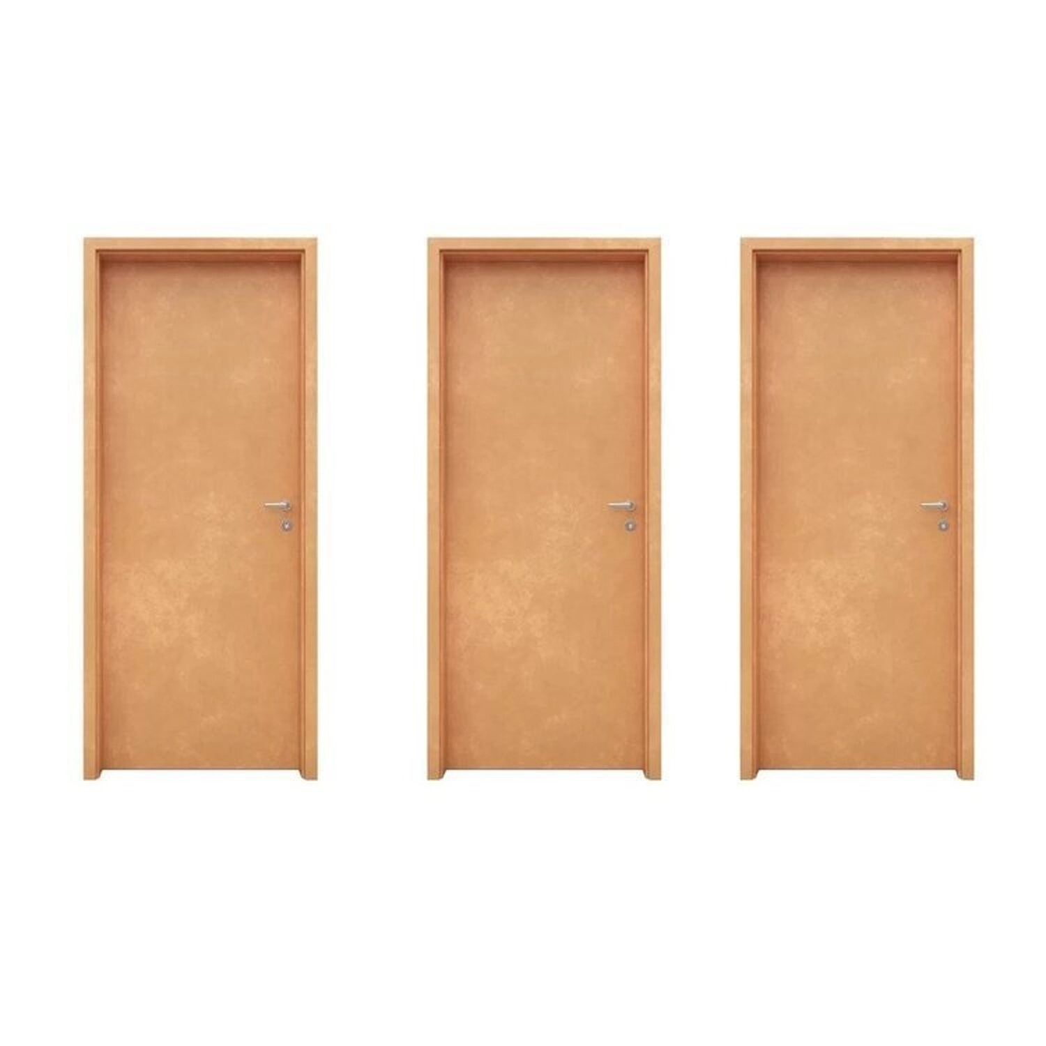 Kit Com 3 Portas De Madeira 210x80cm Espessura 3,5cm Mso Eucatex Natural